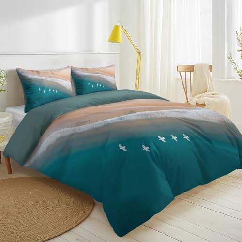 Housse de couette mouettes 140x200 fermeture éclair lit infroissable - 3