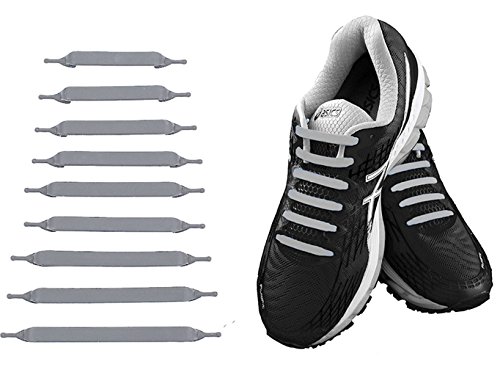 Mr.Ho Cordones de zapatos para niños de atletismo atlética de silicona elástico (Gris)