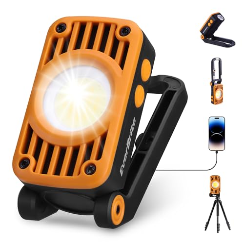 EverBrite COB Rechargeable Folding Work Light, 7 Lighting Modes, 1200 Lumens LED with...