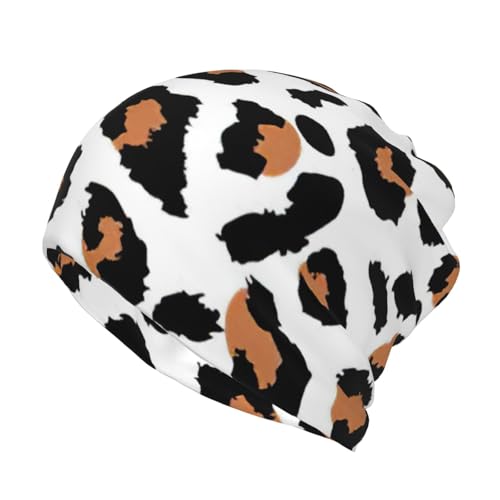 KAPPTYY Polaina de cuello de invierno con estampado de leopardo para hombres y mujeres, gorro con bufanda y máscara, color negro