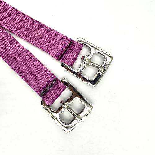 ES5012 Nylon Steigbügelriemen Set für Dressursattel und Vielseitigkeitssattel. Reißfeste mit Edelstahlschnallen in vielen Farben. Verstellbare Riemen für Erwachsene und Kinder (Brombeer, 120 cm)