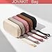 JOVAKIT Small Portable Silicone Makeup Bag for Women, Travel Waterproof Toiletry Cosmetic Bag Gifts for Women, Zipper Closure Makeup Case with Handle (Brown)