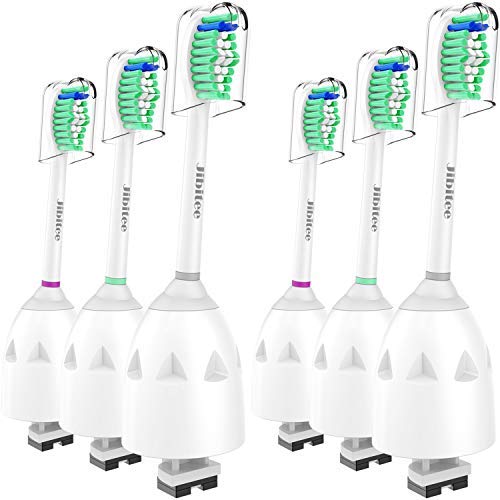 Jibitee Replacement Brush Heads Compatible with Philips Sonicare E-Series HX7022/66, fit Screw-On Electric Toothbrush Handles, 6 Pack