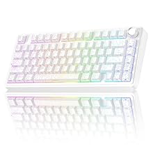 【Tri-mode Connection Keyboard】AULA F75 wireless mechanical keyboard supports suitable for Bluetooth, 2.4GHz wireless and USB wired connection, can connect up to five devices at the same time, and easily switch by shortcut keys or side button. F75 com...