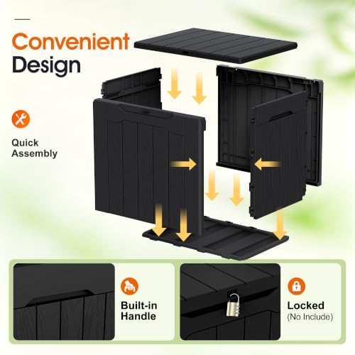 Image of Greesum 33 Gallon Resin Deck Box Outdoor Storage Boxes, Dark Black