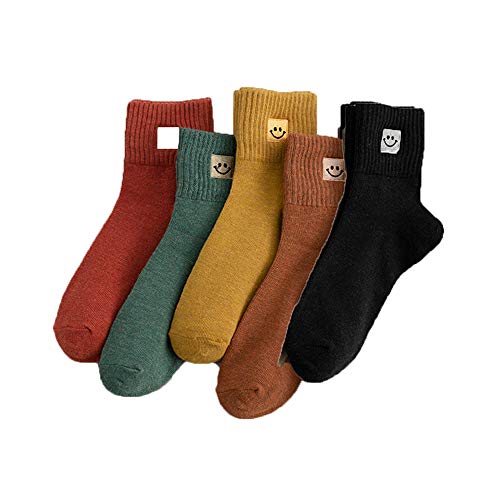 SDFG Socks, Fashion Cartoon Socks, New Lovely Smile Face Socks, Cute Flange Embroidery Socks, Ankle Sock, Cotton Women Socks (5 pcs) SDFG Socks, Fashion Cartoon Socks, New Lovely Smile Face Socks, Cute Flange Embroidery Socks, Ankle Sock, Cotton Women Socks (5 pcs)