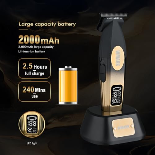 Image of WMARK NG-8238 Premium Professional 9000 RPM 2 Speed Zinc Alloy Body Digital Display DLC coating Blade Pro Li Outliner Cordless T Blade Hair Clipper 0 Gap Outlining for Barber Runtime 240min, Model 26