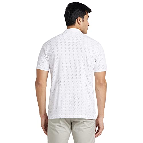 Image of Park Avenue Men's Pure Cotton Print Pattern Slim Fit Rib Collar Polo Neck Half Sleeve Casual T-Shirt