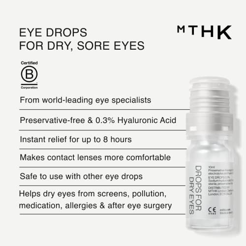 41pnyXNMWmL MTHK Eye Drops for Dry Eyes | with Hyaluronic Acid 0.3% | Preservative Free | for Dry, Sore Eyes | Relief up to 8 Hours… - Image 3
