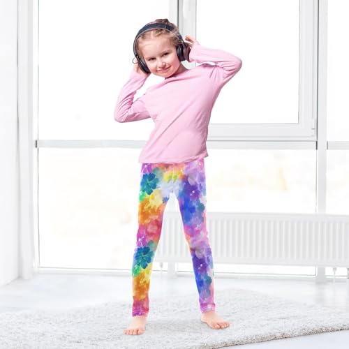 Rainbow Colorful Flower Girls Casual Leggings for Kids Printed Long Pant Bottoms Stretch and Soft4