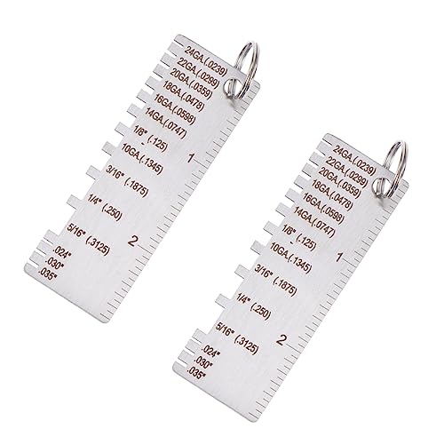 MUCKLILY 2pcs Thickness Gauge 14 Gauge Thickness Inspection Tool Thickness Measuring Tools Welding Gauge Tool Steel Gauge Thickness Chart High Precision Weld Gauge Silver Stainless Steel