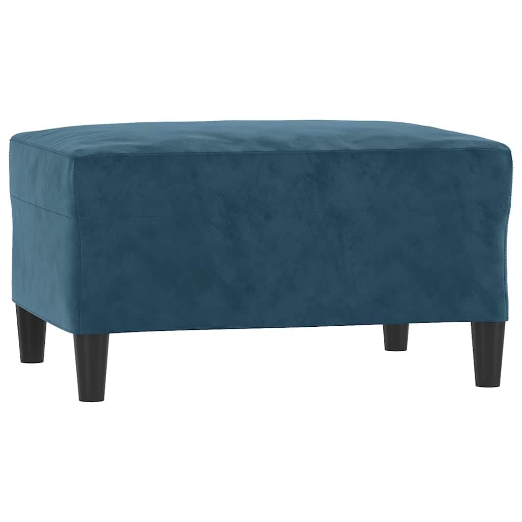 Canape 3 Posti Velluto Blu Scuro 3 Pezzi | Struttura contropiastra in metallo, seduta imbottita, pouf multiuso, 110 kg per sedile