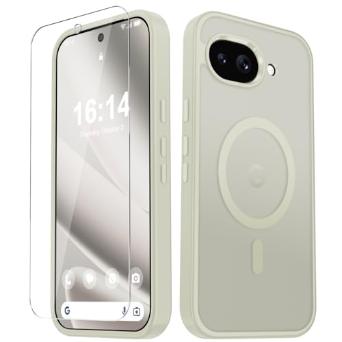 Image of for Google Pixel 10a Case, Matte Magnetic Phone Cover [with 1 Screen Protector] [Support for MagSafe] [Shockproof Military Grade Protection] Translucent Frosted Back, Cream White