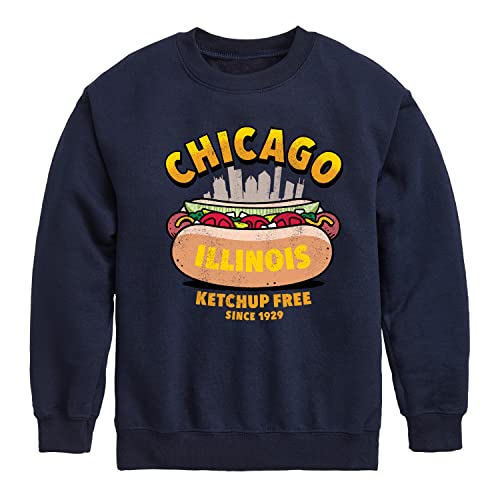 Instant Message - Chicago Hot Dog Skyline - Toddler & Youth Crewneck Fleece Sweatshirt