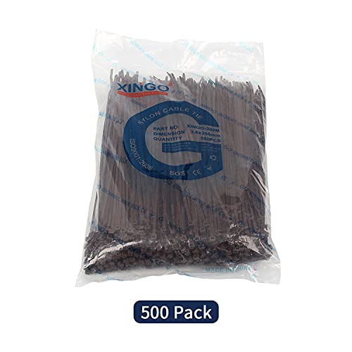 XINGO Brown Cable Ties Pack of 500, 300mm x 3.6mm,Premium Nylon Durable Zip Ties - Image 2