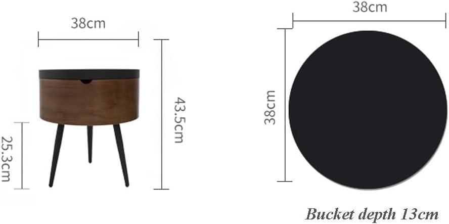 Etlegor Wooden Coffee Table, Bedside Table Set of 2 Small Side Table Round End Table with Storage Box Increase Storage Space for Living Room Bedroom (Color : Brown, Size : 50x51cm+38x43.5cm)