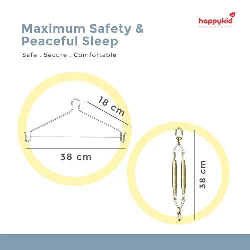 Image of Happykid Baby Cradle Set | Durable Cotton Cloth, Mosquito Net, Spring, Hanger Jhoola, Thottil (Blue)