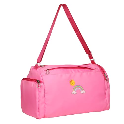 Image of Da Tasche Lightweight Duffle Bag with Shoe Compartment - Multi-Pocket Travel Mini Case for Swimming & Sports Essentials, Zipped Side Pockets, Men and Women Gym Accessories Gift, Pink