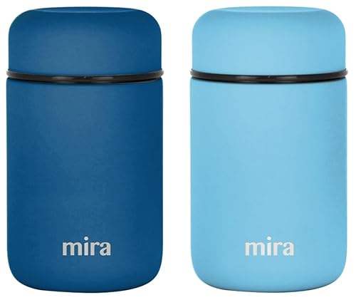 Mira 2 Pack Insulated Food Jar Thermos For Hot Food & Soup, Compact Stainless Steel Vacuum Lunch Container, 13.5 Oz, Sky, Denim #TOP6