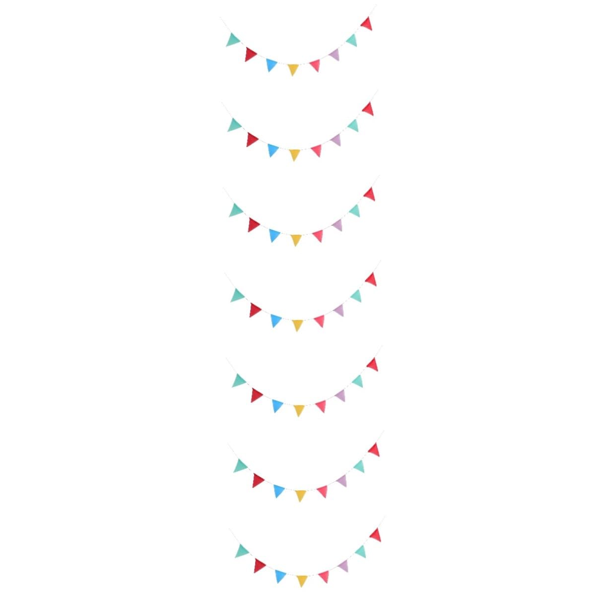 VICASKY 7 Packungen Mehrfarbige Stoff Wimpelkette Teilig Beidseitig Nutzbare Dreieckige Pennant Flag Langlebige Hochzeit Party Deko für Indoor Garten Feier Buntes Wimpel Banner Girlande