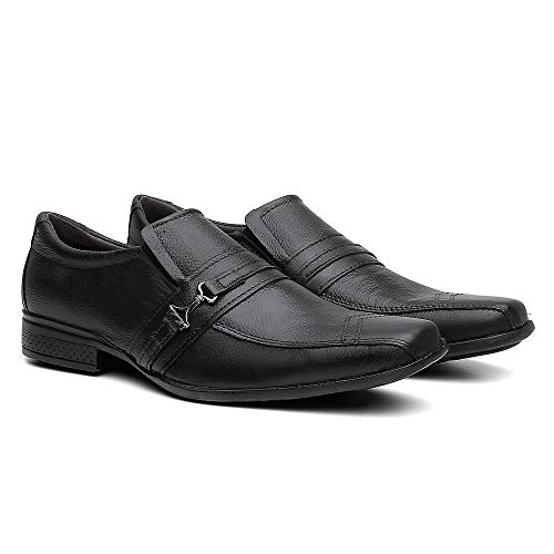 Sapato Social Masculino Couro + Cinto + Carteira + Relógio - Preto-24005/41