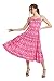 COTLAND Fashions Breathable Cotton Abstract Printed A-Line Midi Dress for Women (Shades of Pink)