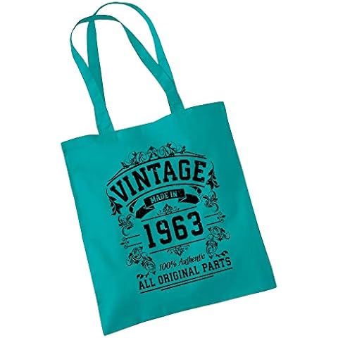 Bang Tidy Clothing 60th Birthday Gifts for Women Men Vintage Original Parts 1963 Funny Tote Bags Present EMRLD Cover