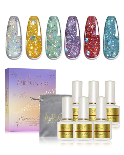 Kit de Esmalte de Gel 6 Colores con Brillo miniatura 1