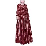 Muslim Dresses for Women Chiffon Kaftan Abaya Dress Long Sleeve Flowy Maxi Dress Islamic Evening Gown Robe Red