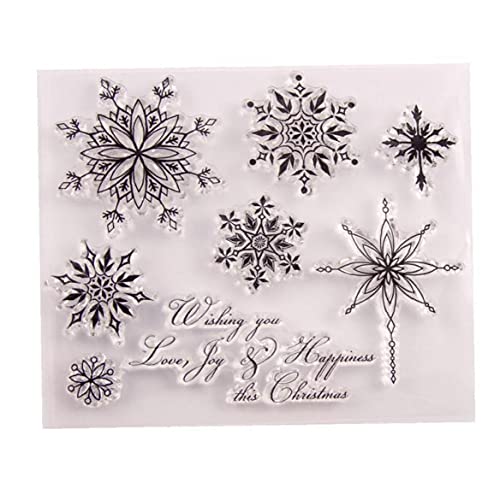 TOSSPER 1pc Timbres Transparents Snowflake Christmas Clear Clear Caoutchouc Silicone Scrapbooking pour Fabrication De Cartes Album Craft Decor Cover