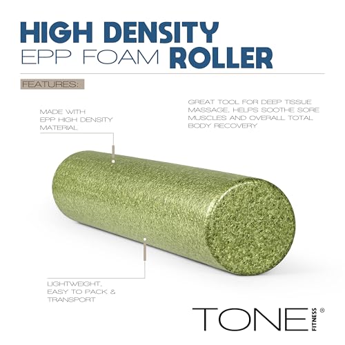 Tone Fitness High Density EPP Foam Exercise Foam Roller for Yoga, Pilates, Stretching, Massage, and Recovery | Multiple Sizes and Colors - Image 4