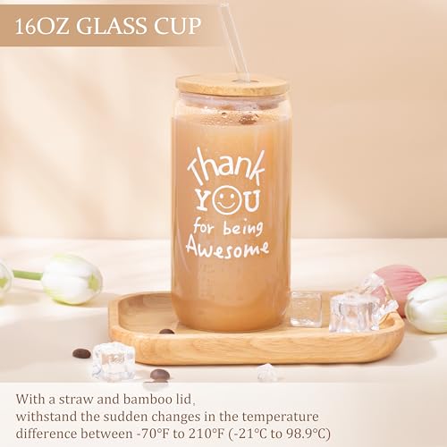 Thank You Gifts for Women, Birthday Gifts for Women, Employee Appreciation Gift, Get Well Care Package Christmas Gift Basket for Coworker Employees Teachers Nurse Boss Friend Mom with Glass Cup 16oz - Image 3