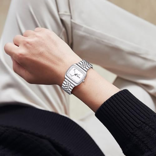 Image of Mens Watch, Luxury Casual Watches for Men, Waterproof Analog Quartz Watch - Men's Stainless Steel Watch with Stylish Rectangular Dial, Luminous Hands, Date & Day Display - Great Gift for Men