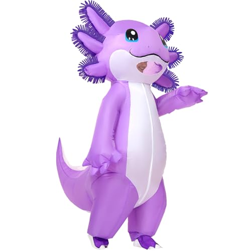 Stegosaurus Inflatable Axolotl Costume Adult Halloween Blow Up Costumes Deluxe Funny Costumes Animal Women Men Cosplay Party Purple
