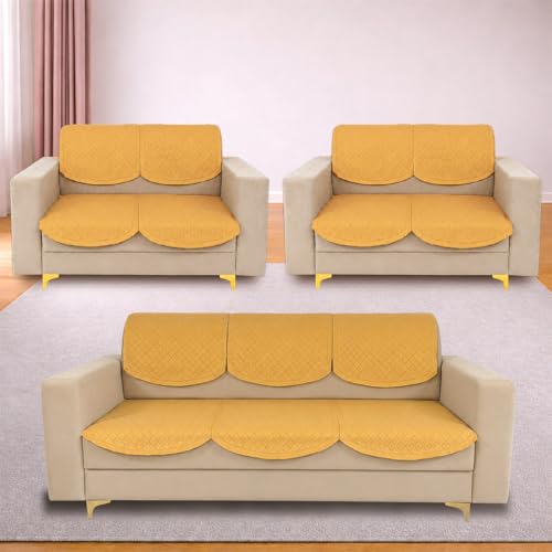 Image of Homerz Premium 'Surya Series' Sofa Cover | Stylish Sofa Protector | Net Fabric | Anti-Stain & Washable Slip Cover Exact Size Antislip (New Jerry Chikku, 7 (3+2+2) Seater, Seat Cover with Backrest)