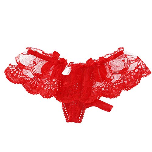 CHICTRY Mens Sissy Floral Lace Thong Briefs Low Rise Bulge Pouch Bikini Underwear4