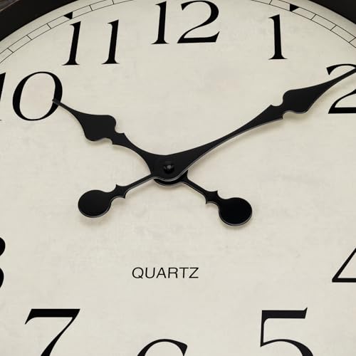 Image of Foxtop Extra Large Wall Clock Silent Battery Operated Clock, 23 inch Bronze | Non-Ticking, Round, Classic, Vintage, Retro Clock, Easy to Read, Living Room, Bedroom, Office