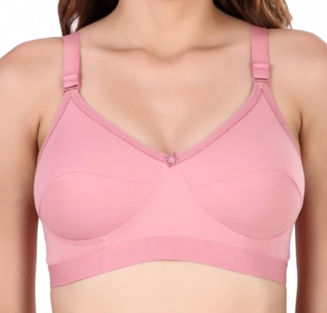 Image of Pack of 2 Women's Pure Cotton Non-Padded Wire-Free Everyday Bra | Full Coverage Seamed Cups with Wide Adjustable Straps | Everyday Comfort