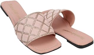 سليبر حريمى فلات جلد فى قماش 778 روز 38