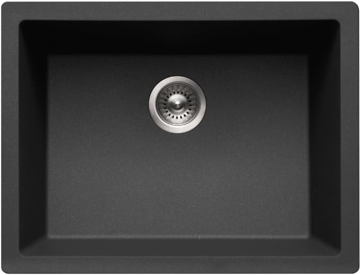 Houzer Cassiano Slate Granite Composite Kitchen Bar & Prep Sink - 24 Inch Undermount Single Bowl Sink, Durable & Versatile, Essential for Home & Apartment - G-300U SLATE