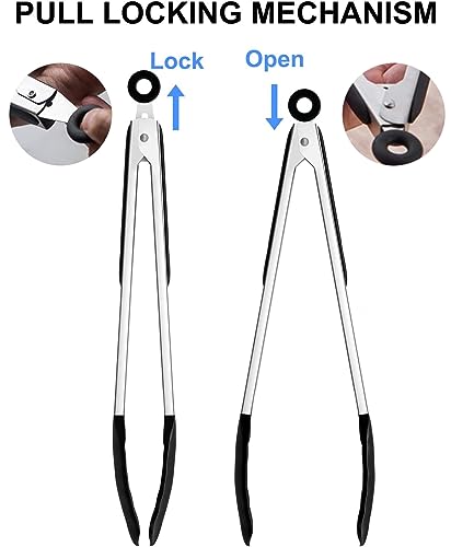 Kitchen Tongs for Cooking 7 Inch Stainless Steel Silicone Tongs for Cooking, Serving, Barbecue, Salad, Buffet - Image 4