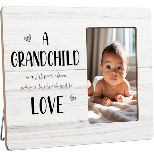 HODODAN New Grandparents Gifts Picture Frame First Time Grandpa Grandma Wooden Picture Frames A Grandchild is a Gift 4x6 inch Photo