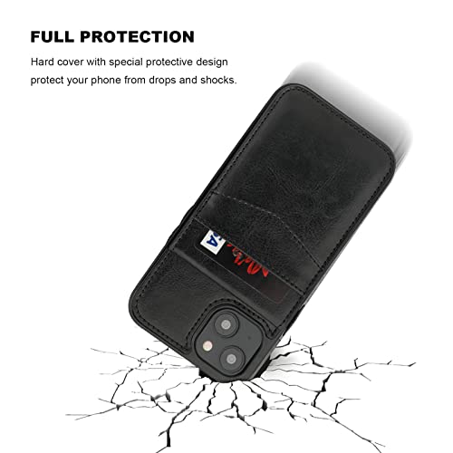 Image of KIHUWEY for iPhone 13 Case Wallet Compatible with MagSafe Wireless Charging, Credit Card Holder, RFID Flip Leather Magnetic Clasp Kickstand Heavy Duty Protective Cover 6.1 Inch (Black)