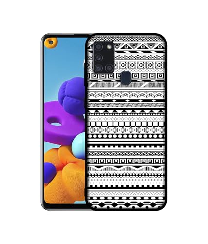 Image of Black & White Patterns Design Premium 2D Printed Metal Back Case Cover for Samsung Galaxy A21S 4G