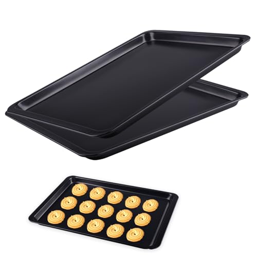 YapitHome Lot de 2 plaques de cuisson rectangulaires - Noir - 37 x 28 cm - Pour four et cuisinière