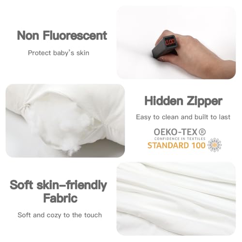 Image of Infant Support Cushion -Baby Support Cushion for Newborn, Oversized for 0-24 Months (36.5*20 inchs), Tummy Time Mat for Home and Travel, Soft Cotton, Supervised Use, Baby Essentials Gift -includ cover