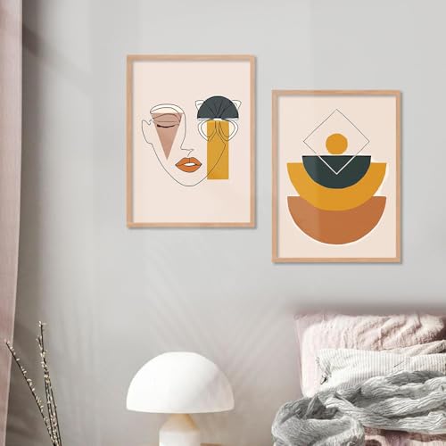 Image of Kotart Premium Digital Paintings with Frame for Home Decoration - Minimalistic Shapes Painting for Living Room Bedroom Office Room Decor - Painting for Wall Decoration - Pack of 4 (Art 8, Big (13x17 or 13x13 inch))