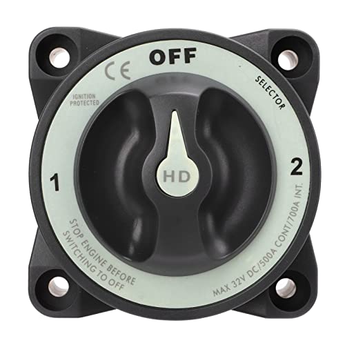 Nutriess BatterySwitch PowerCutSwitch MasterSwitch DisconnectSwitch Killswitch HeavyDuty Isolator 500A 3 Position IP66 Ignition Safe RV Boat