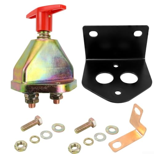 Springwillfly Interruptor de desconexión de batería de 100 A para coche, caravana, yate, marino, con soporte de montaje y control giratorio manual (interruptor con soporte)