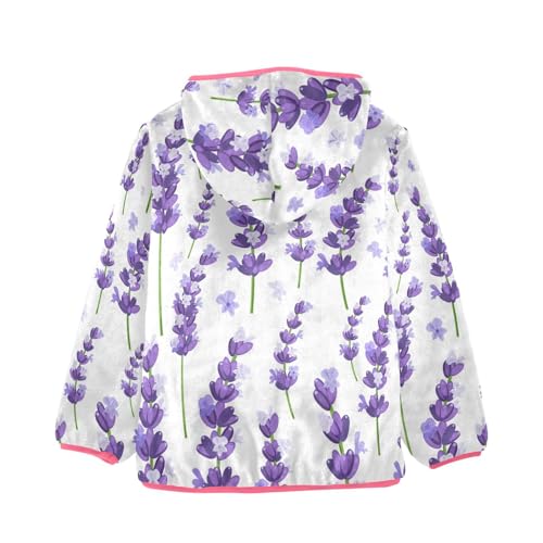 OTVEE Violet Lavender Flowers Kids Hoodie Jacket Fall Spring Full Zip Warm Outwear Coat2